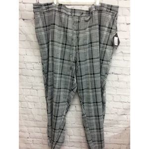 Ava & Viv Womens Straight Leg Pants Black White Glen Check Stretch Plus 4X New